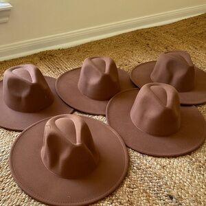 Bundle Bulk Set of 5 - Stylish Brown Wool Wide Brim Hats